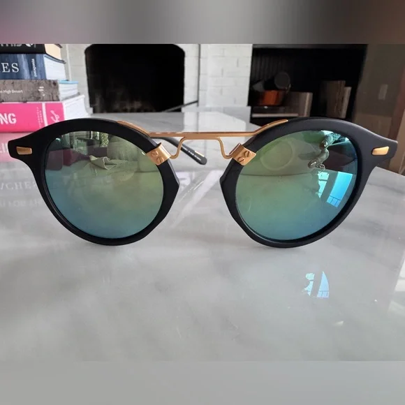 Krewe St. Louis Polarized Sunglasses, 46mm - Matte Black / Aqua - Picture 2 of 8